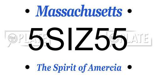 5SIZ55 Massachusetts License Plate