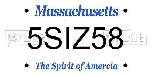 5SIZ58 Massachusetts License Plate