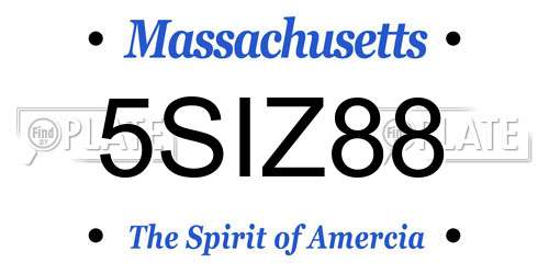 5SIZ88 Massachusetts License Plate