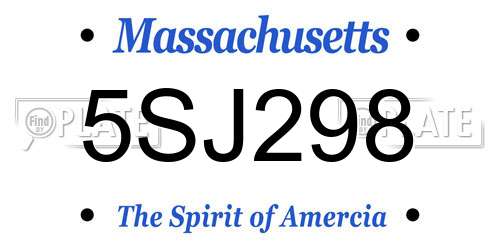 5SJ298 Massachusetts License Plate