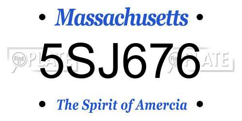 5SJ676 Massachusetts License Plate