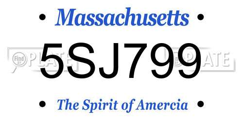 5SJ799 Massachusetts License Plate