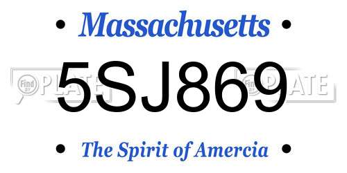 5SJ869 Massachusetts License Plate