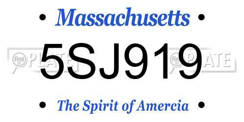 5SJ919 Massachusetts License Plate