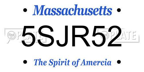 5SJR52 Massachusetts License Plate