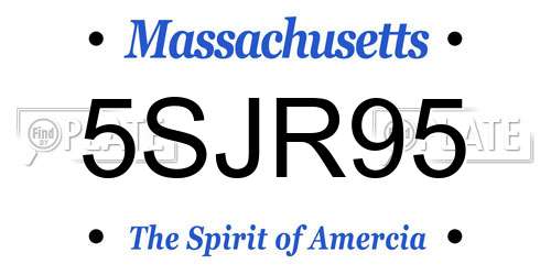 5SJR95 Massachusetts License Plate