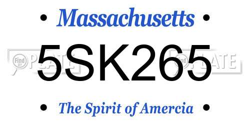 5SK265 Massachusetts License Plate