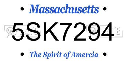 5SK7294 Massachusetts License Plate