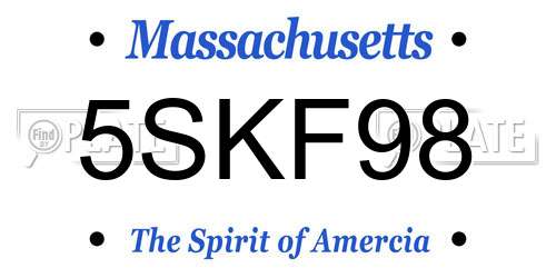 5SKF98 Massachusetts License Plate