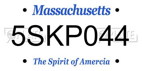 5SKP044 Massachusetts License Plate