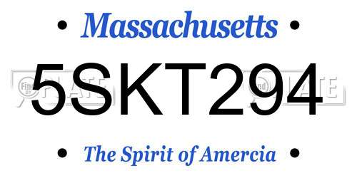 5SKT294 Massachusetts License Plate