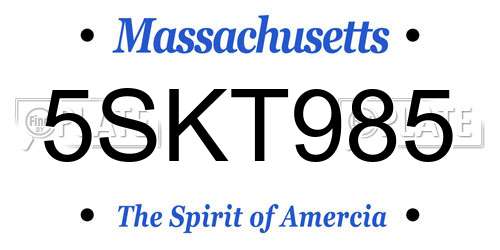 5SKT985 Massachusetts License Plate