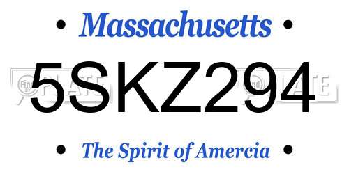 5SKZ294 Massachusetts License Plate