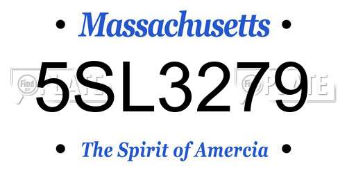 5SL3279 Massachusetts License Plate