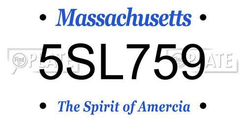 5SL759 Massachusetts License Plate