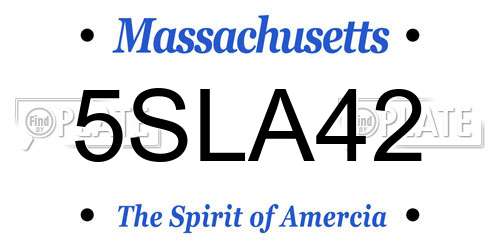 5SLA42 Massachusetts License Plate