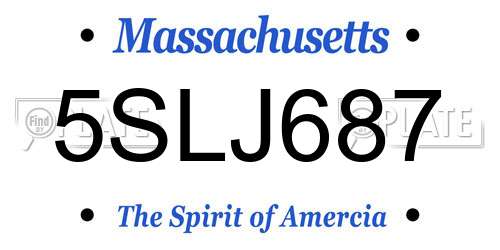 5SLJ687 Massachusetts License Plate