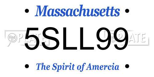 5SLL99 Massachusetts License Plate