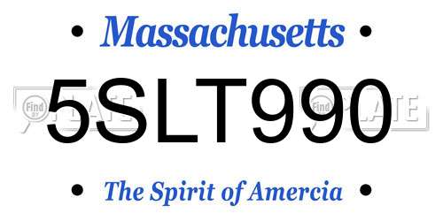 5SLT990 Massachusetts License Plate