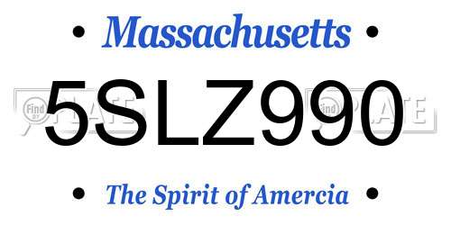 5SLZ990 Massachusetts License Plate
