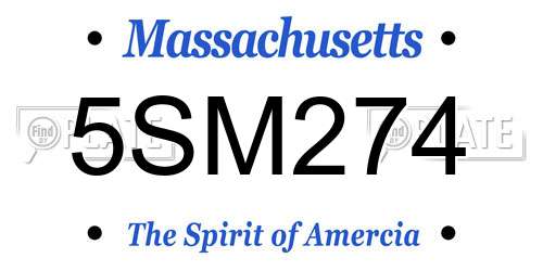 5SM274 Massachusetts License Plate