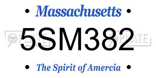 5SM382 Massachusetts License Plate