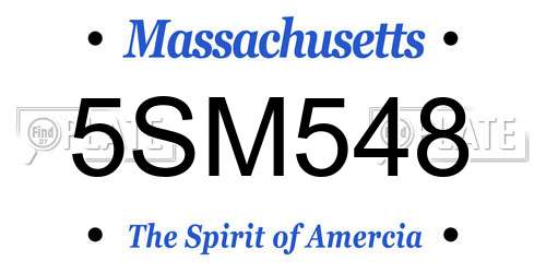 5SM548 Massachusetts License Plate