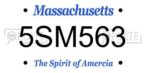 5SM563 Massachusetts License Plate