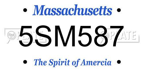 5SM587 Massachusetts License Plate