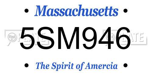 5SM946 Massachusetts License Plate