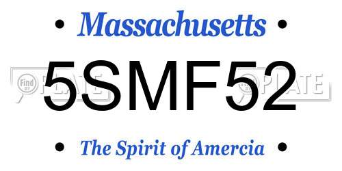 5SMF52 Massachusetts License Plate