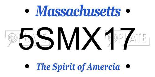 5SMX17 Massachusetts License Plate