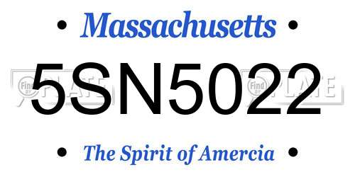 5SN5022 Massachusetts License Plate