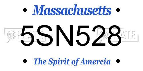 5SN528 Massachusetts License Plate