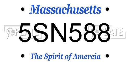 5SN588 Massachusetts License Plate