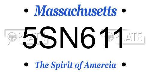 5SN611 Massachusetts License Plate