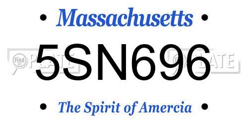 5SN696 Massachusetts License Plate