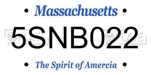5SNB022 Massachusetts License Plate