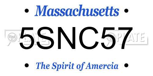 5SNC57 Massachusetts License Plate