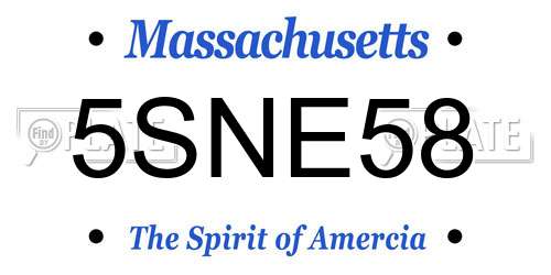 5SNE58 Massachusetts License Plate