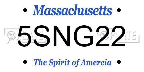 5SNG22 Massachusetts License Plate