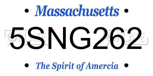 5SNG262 Massachusetts License Plate