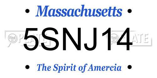 5SNJ14 Massachusetts License Plate