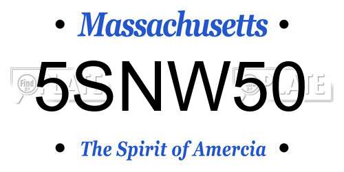 5SNW50 Massachusetts License Plate