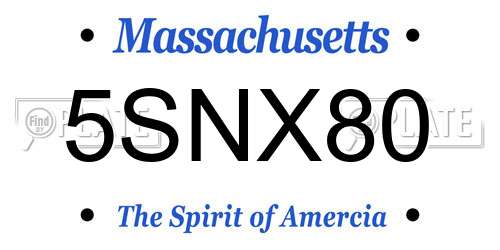 5SNX80 Massachusetts License Plate