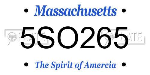 5SO265 Massachusetts License Plate