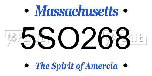 5SO268 Massachusetts License Plate