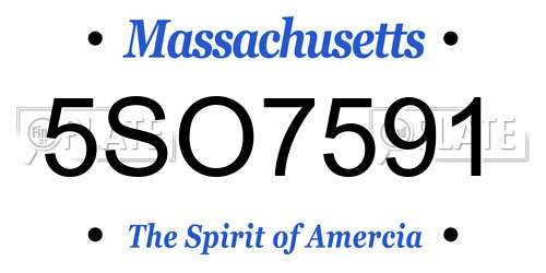 5SO7591 Massachusetts License Plate