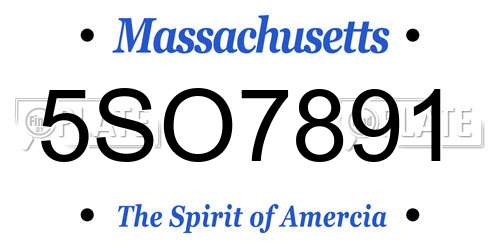 5SO7891 Massachusetts License Plate
