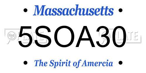 5SOA30 Massachusetts License Plate